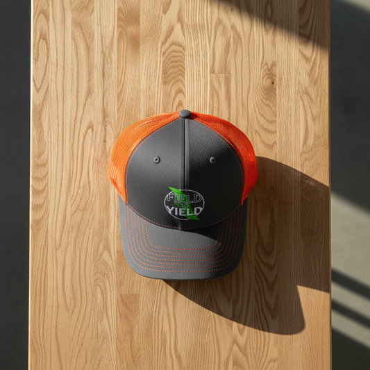 Field To Yield Charcoal-Neon Orange Richardson 112 Hat
